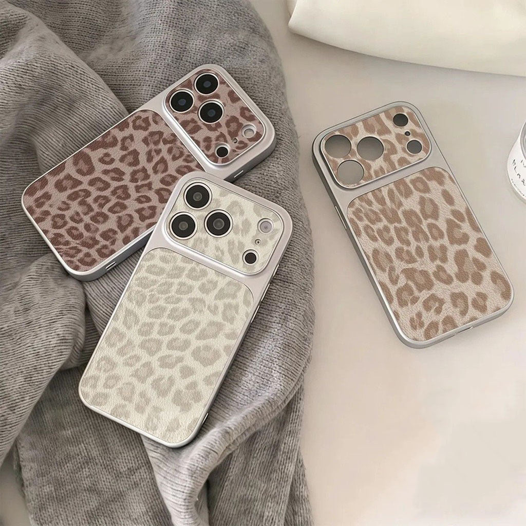 Cartoon Lovely Cool Leopard Print Case for IPhone 16 13 11 17 15 14 12 Pro Max 17 16 15 14 Plus Lychee Leather Texture