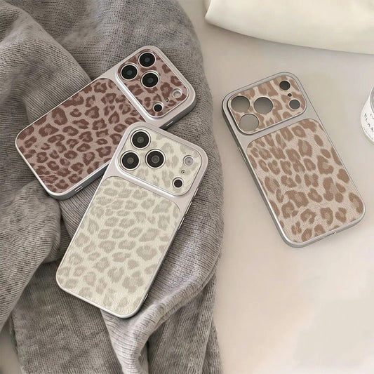 Cartoon Lovely Cool Leopard Print Case for IPhone 16 13 11 17 15 14 12 Pro Max 17 16 15 14 Plus Lychee Leather Texture