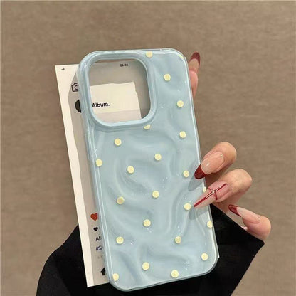For iPhone 11, 12 Pro MAX, 14, 15, 16 Pro MAX, 14, 15, 16 Plus. cases, crater wrinkle pattern, color dots