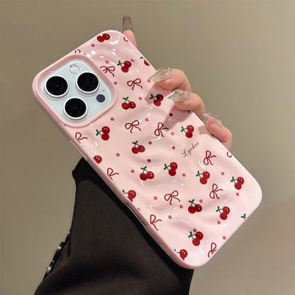 Sarung Telefon Bertekstur Beralun Warna Gula-gula untuk iPhone 16 15 14 13 12 11 Pro Max X XR XS Max 7 8 6 Plus