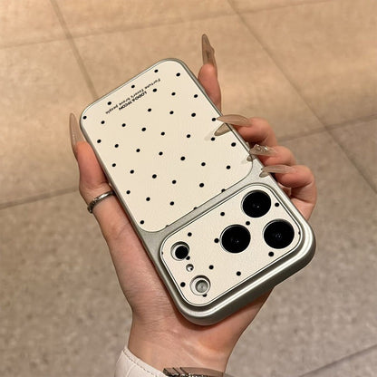 Black Polka Dot Faux Leather Phone Case For iPhone 17 Pro Max 16 Plus 15 14 13 12 11 16 17 Shockproof Soft Bumper Cover