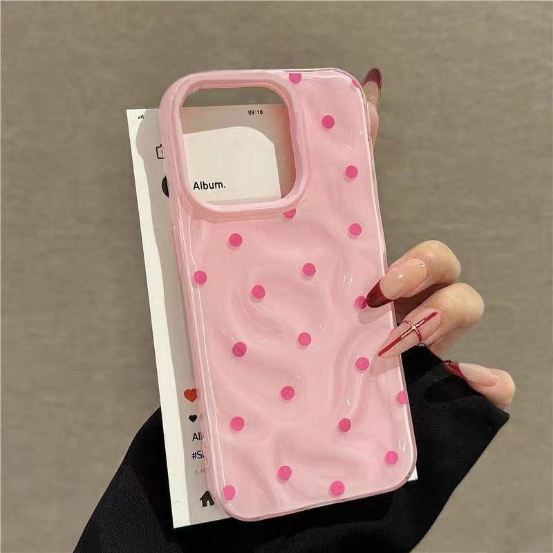 For iPhone 11, 12 Pro MAX, 14, 15, 16 Pro MAX, 14, 15, 16 Plus. cases, crater wrinkle pattern, color dots