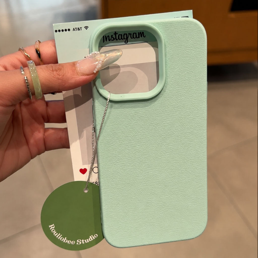 Leather Soft TPU case in candy colors, simple. Also available for iPhone 11 15 14 13 12 16 Pro max XS XR 7 Plus 8 Plus