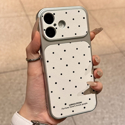 Black Polka Dot Faux Leather Phone Case For iPhone 17 Pro Max 16 Plus 15 14 13 12 11 16 17 Shockproof Soft Bumper Cover