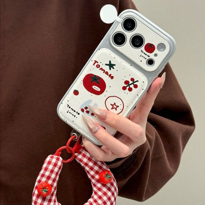 Sarung kulit pelindung bercorak tomato. Sesuai dengan iPhone 17, 14, 11, 13, 16, 12, 15 Pro Max, 14, 16, 15 Plus.