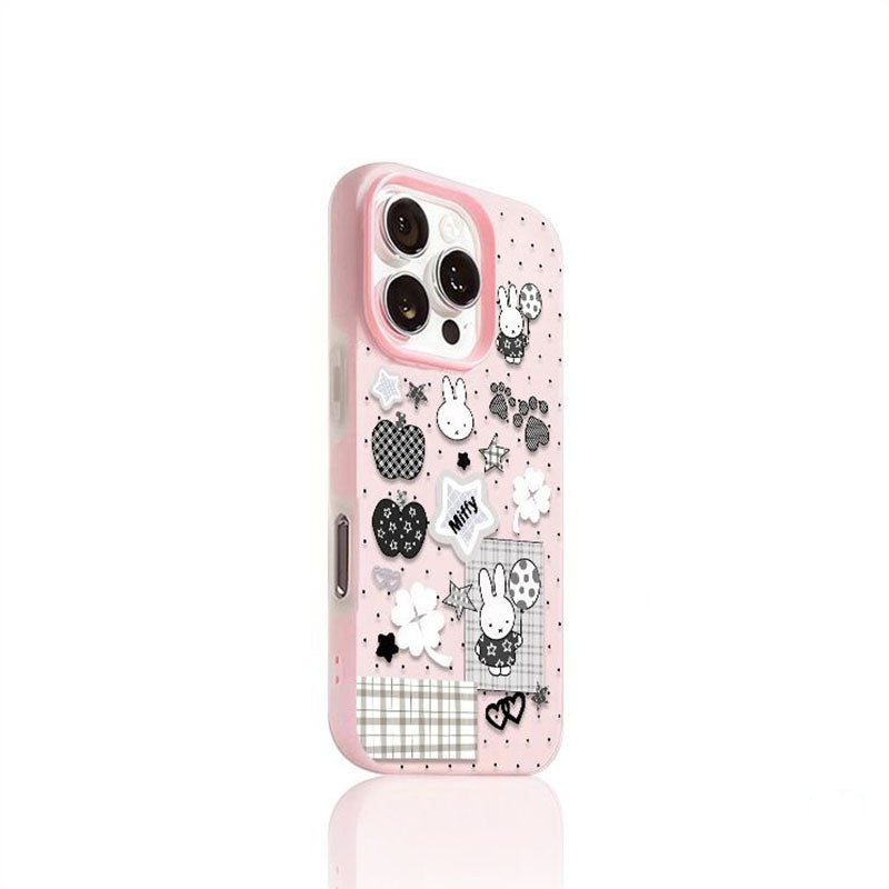2-in-1 Miffy Case and Protective Sticker for IPhone 11, 12, 13, 14, 15 Pro Max, X, XS, 7, 8 Plus, XR.and other models